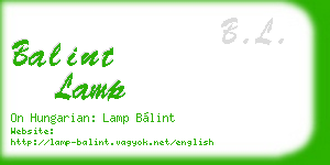 balint lamp business card